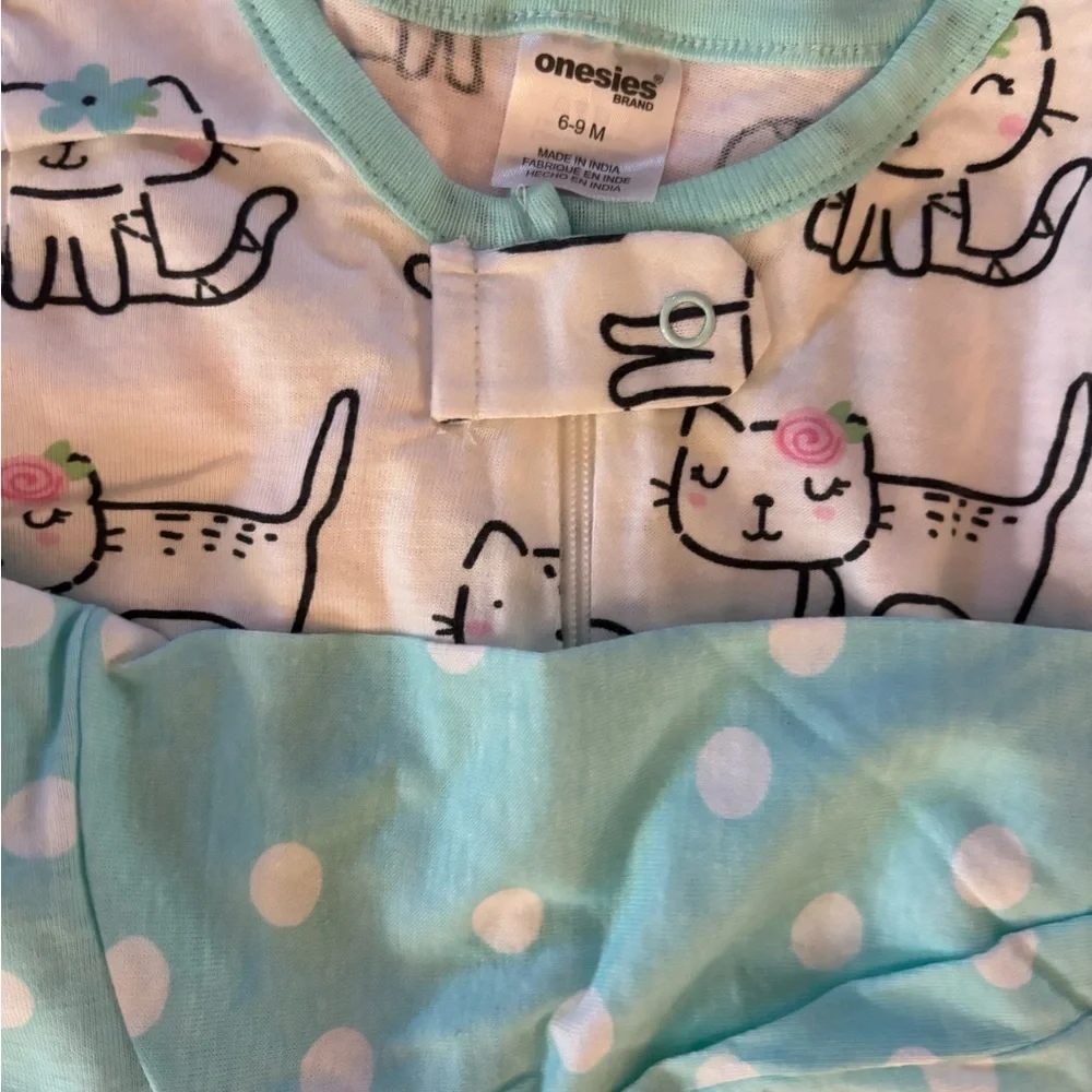 4-Pk Girls' Printed and Solid Footed Oneies One-Piece Sleepers  Sz 6-9month